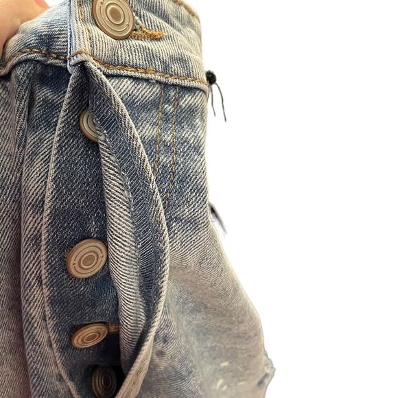 NOBO New Light Wash Super Hi Rise Relaxed Fit 90s Distressed Denim Blue Jeans - Picture 6 of 11